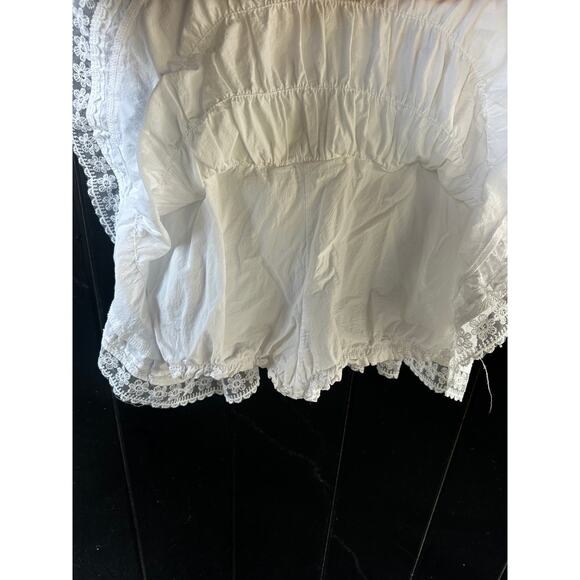 Free People White Lace Prairie Romper Dress Ruffled Cotton Boho - Picture 6 of 8